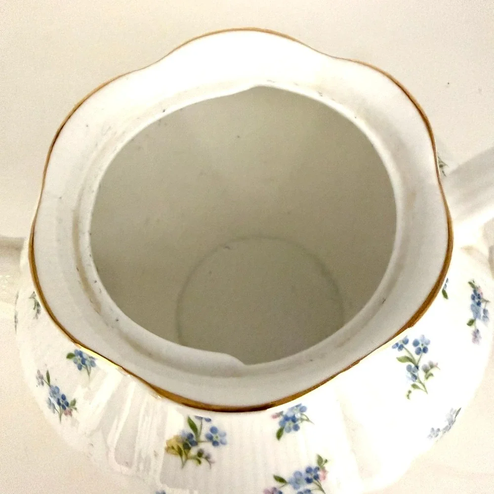 Royal Albert Blue Heaven Teapot Bone China Blue Floral Gold Trim 2 Trays Vintage